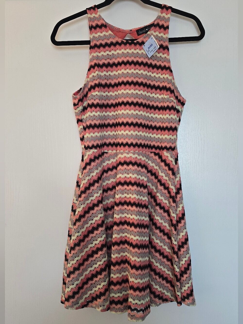 Derek Heart - (NWT) Junior Chevon Knit Open Back Mini Dress With Lining